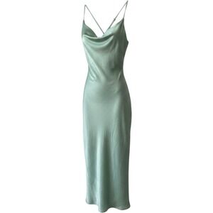 Blashe Los Angeles Dress Womens Medium Mint Satin Maxi Slit Gown Spaghetti Flaw